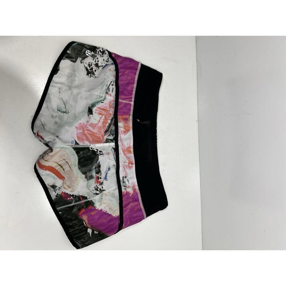 Lululemon Run Low Rise Speed Short 4 Way Stretch Pigment Wave Multi/Black Size 6 - Picture 5 of 9